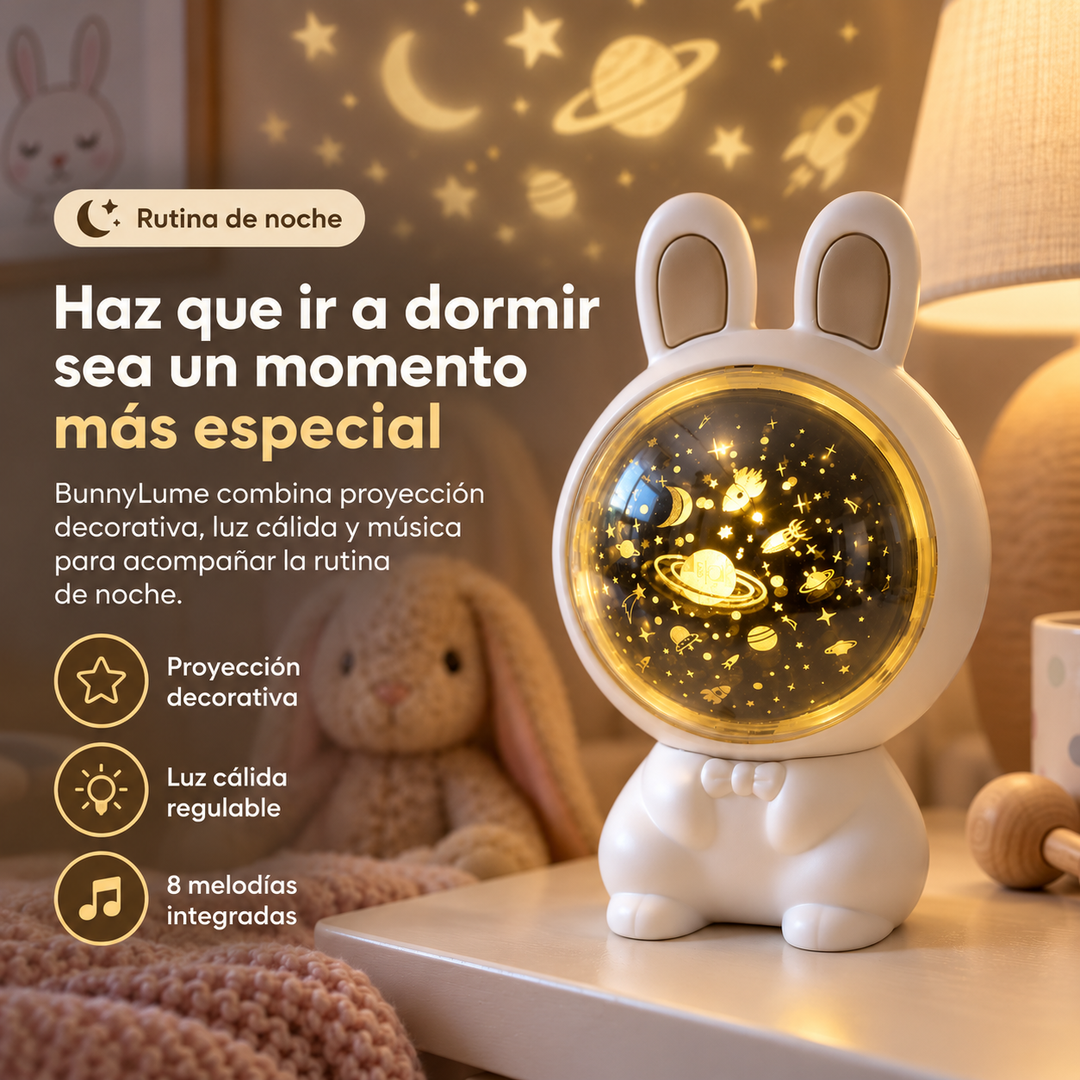 BunnyLume proyector estelar en rutina de noche